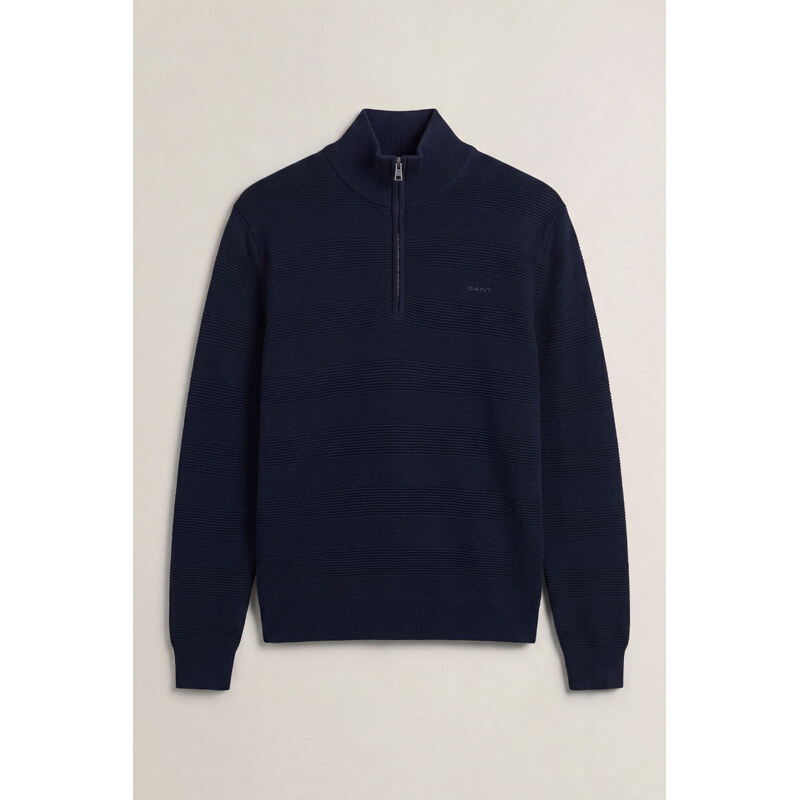 SVETR GANT COTTON TEXTURE HALF ZIP EVENING BLUE