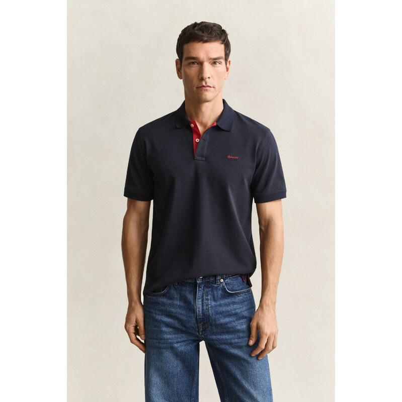 POLOKOŠILE GANT REG CONTRAST PIQUE SS POLO EVENING BLUE