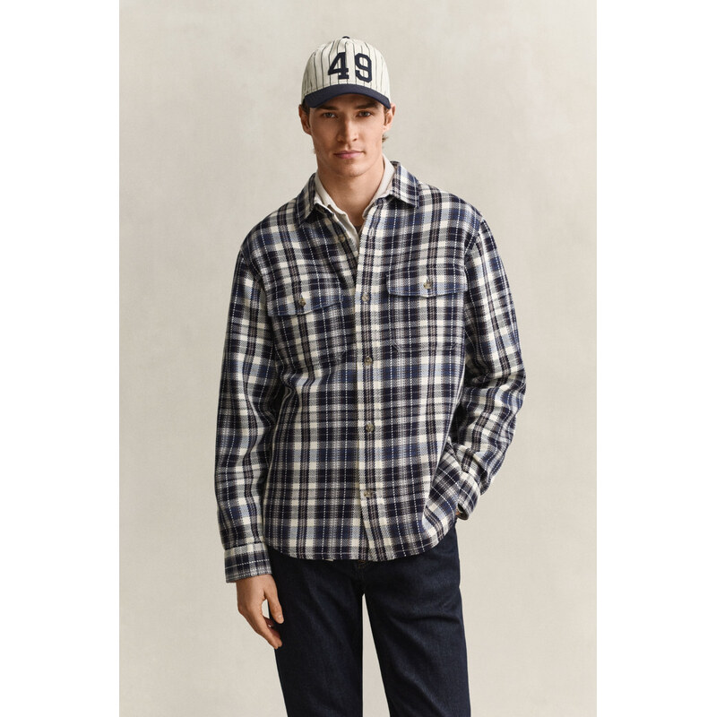 KOŠILE GANT TWILL CHECK OVERSHIRT EVENING BLUE