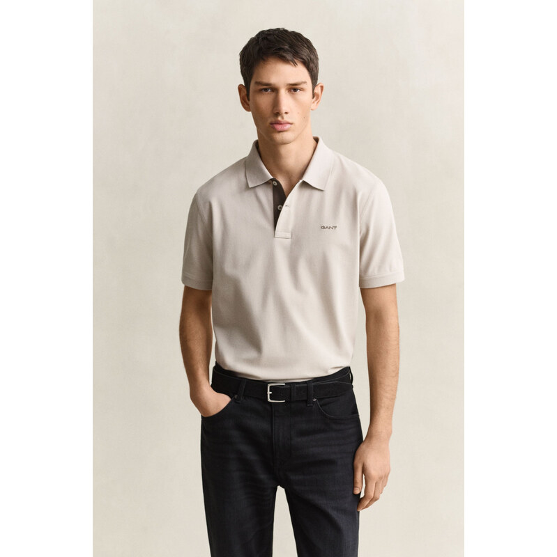 POLOKOŠILE GANT REG CONTRAST PIQUE SS POLO CLAY BEIGE