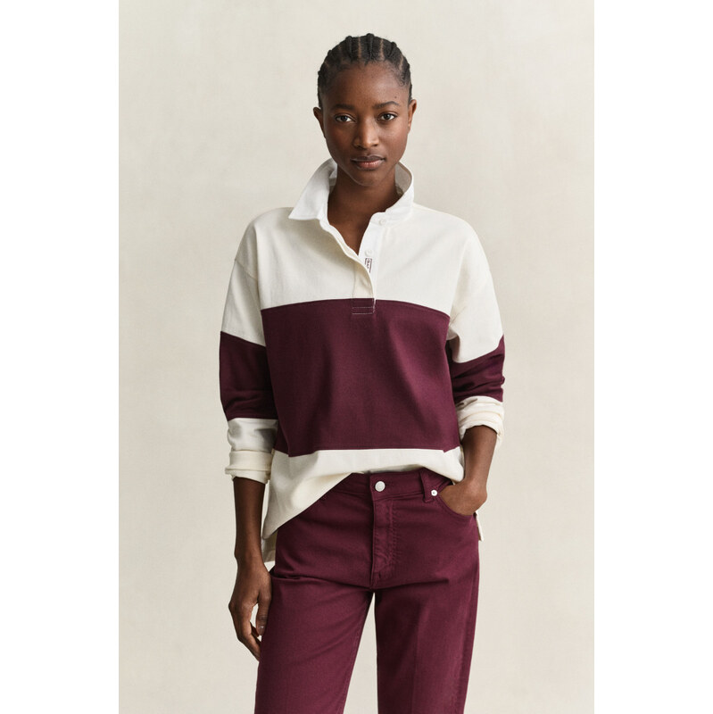 POLOKOŠILE GANT COLOR BLOCKED HEAVY RUGGER DARKENED WINE