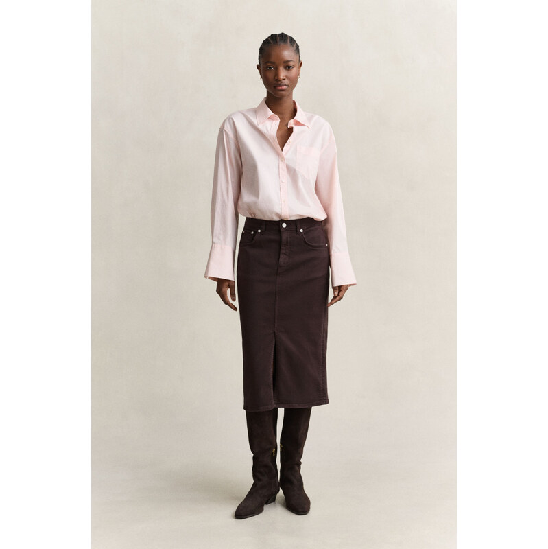 SUKNĚ GANT TWILL COLOR PENCIL SKIRT DEEP BROWN