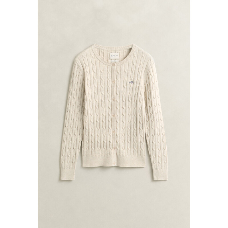 KARDIGÁN GANT STRETCH COTTON CABLE CARDIGAN FADED BEIGE
