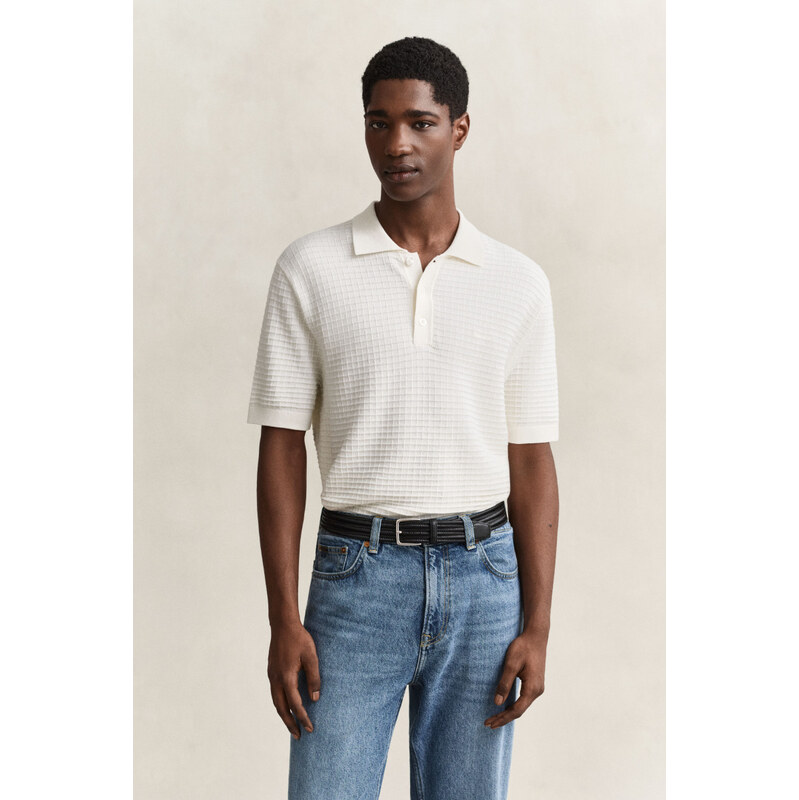 SVETR GANT COTTON TEXTURE POLO EGGSHELL