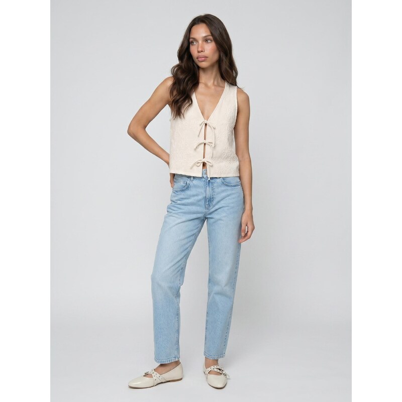 Sinsay - Bavlněné mom fit comfort džíny s efektem seprání -