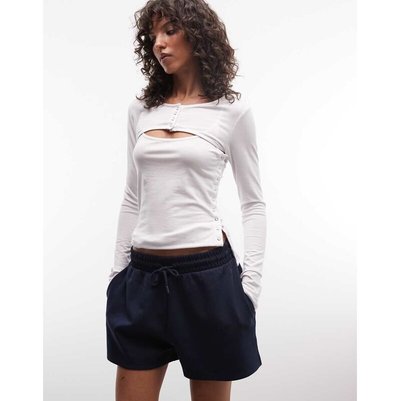 ASOS DESIGN interlock sports short in navy