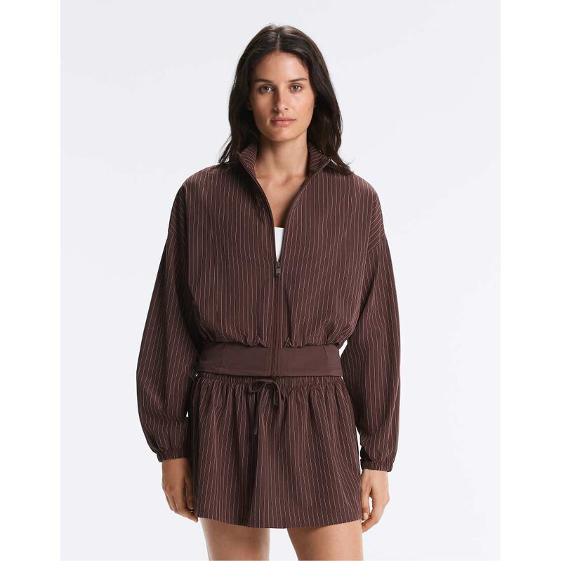 OYSHO Waterrepellent pinstripe technical jacket in brown