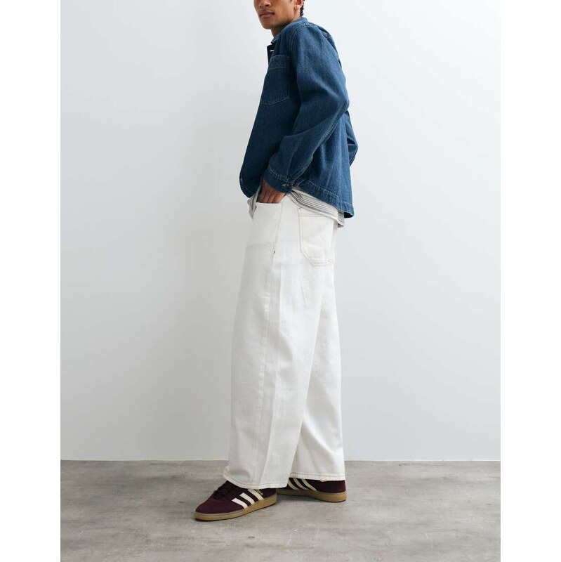 Reclaimed Vintage baggy western jean in ecru-White
