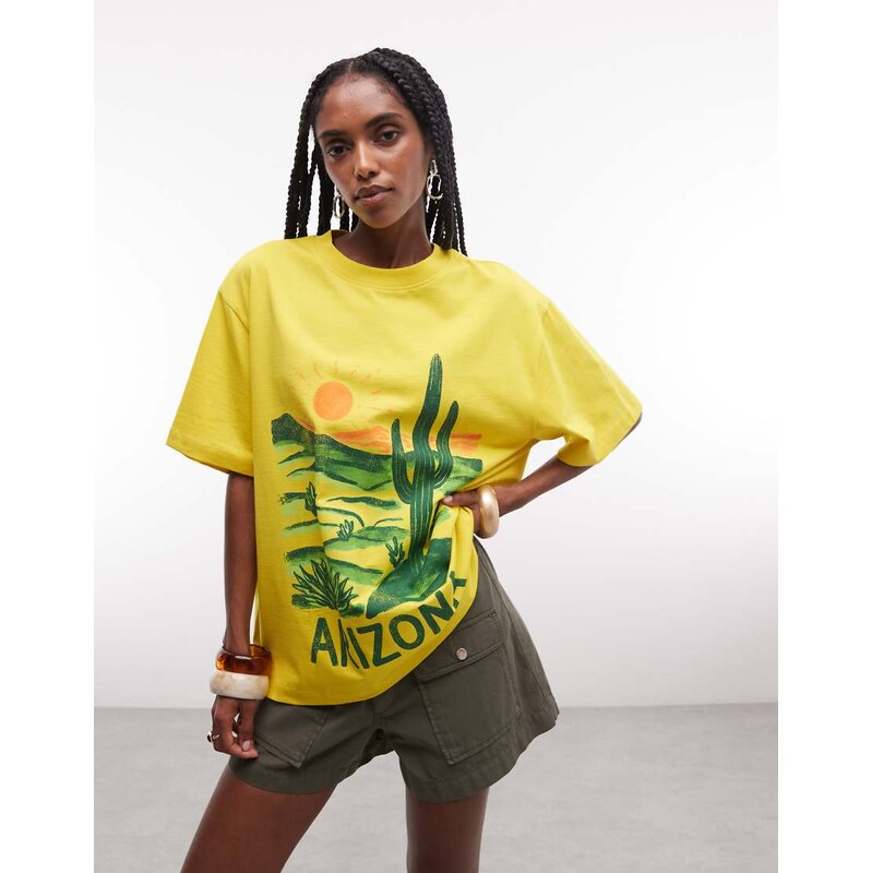 ASOS DESIGN Oversized T-shirt with Arizona painting in yellow