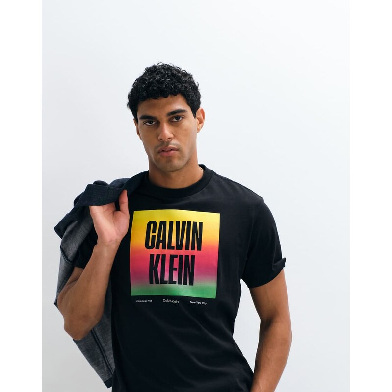 Calvin Klein Jeans pride graphic t-shirt in black