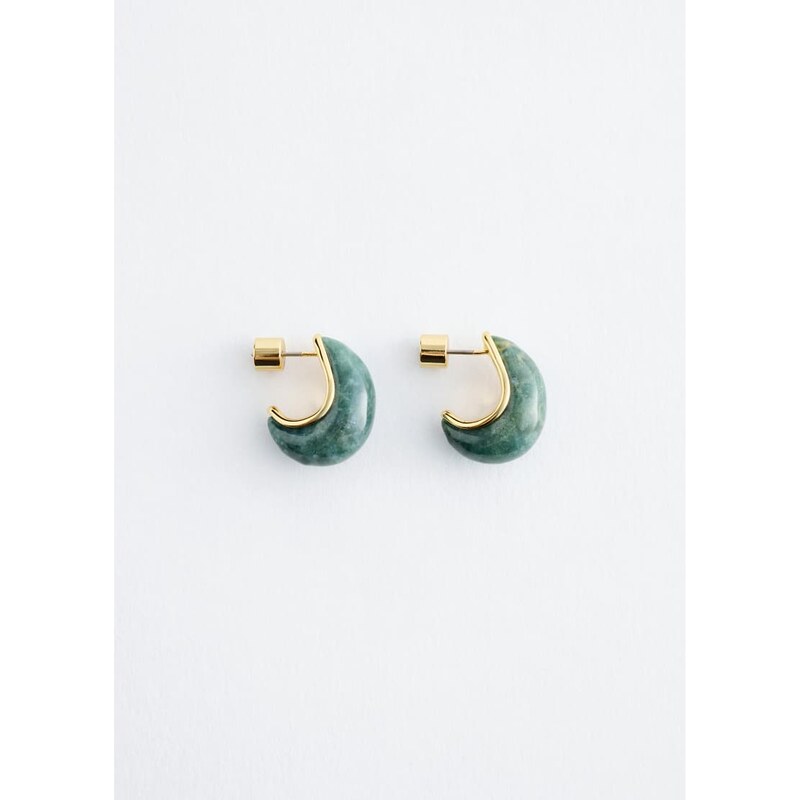 & Other Stories moon stud in gold & green