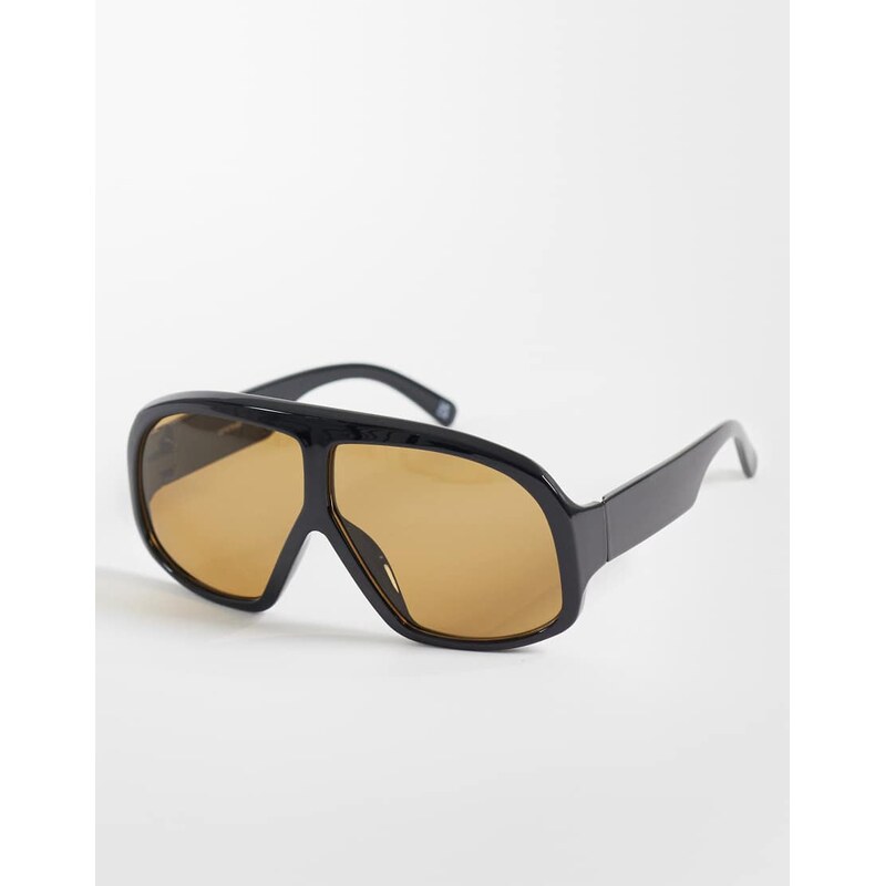 ASOS DESIGN super oversized aviator sunglasses in black with