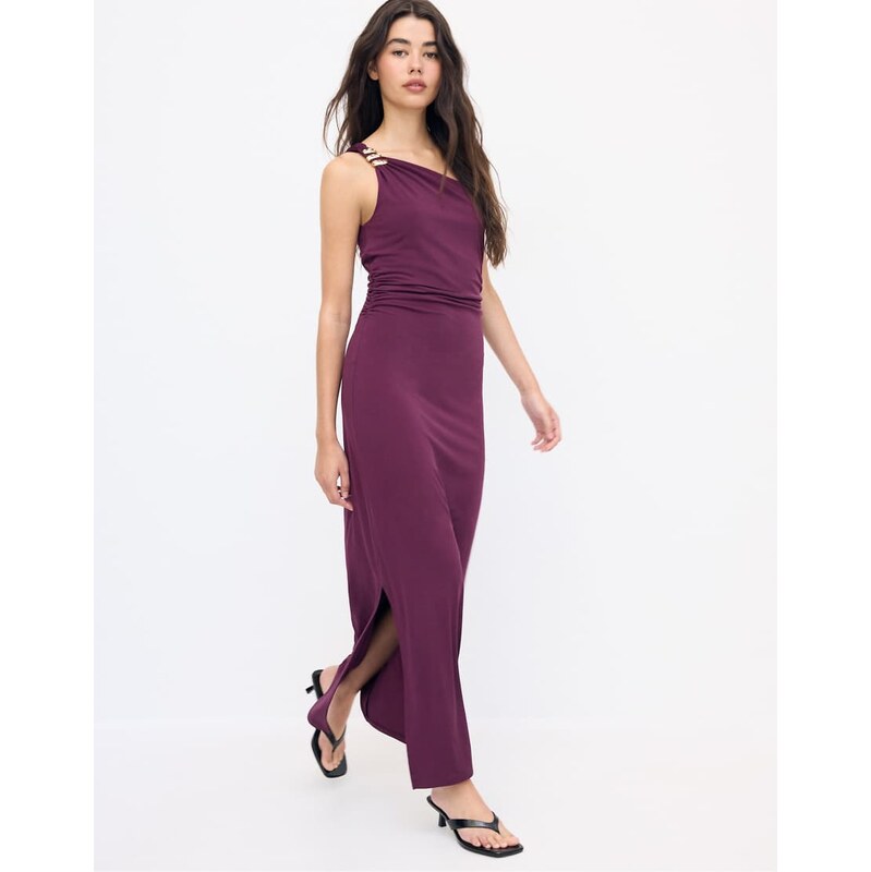 Stradivarius Metallic detail dress in purple