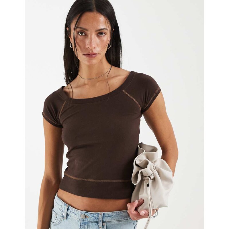 Hollister scoop neck top in brown