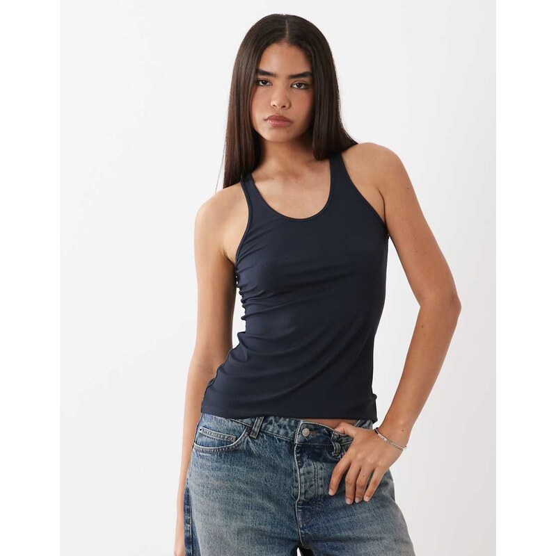 ARKET sporty tank top with back cross detail in blue