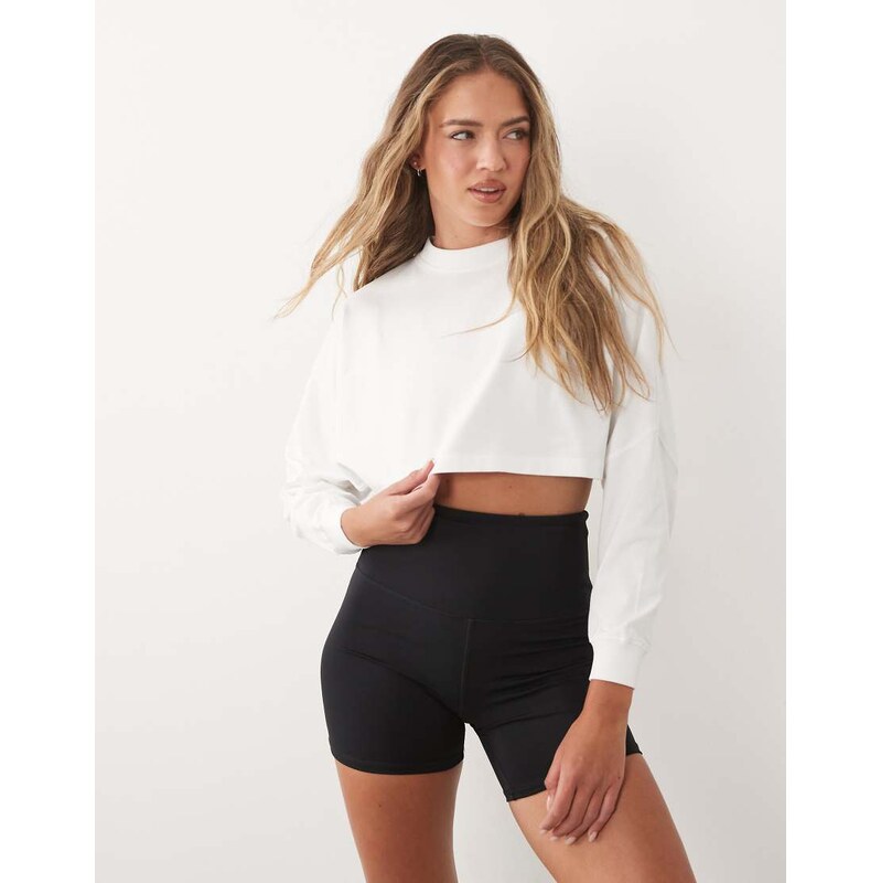 4505 heavyweight cotton drop shoulder cropped long sleeve t