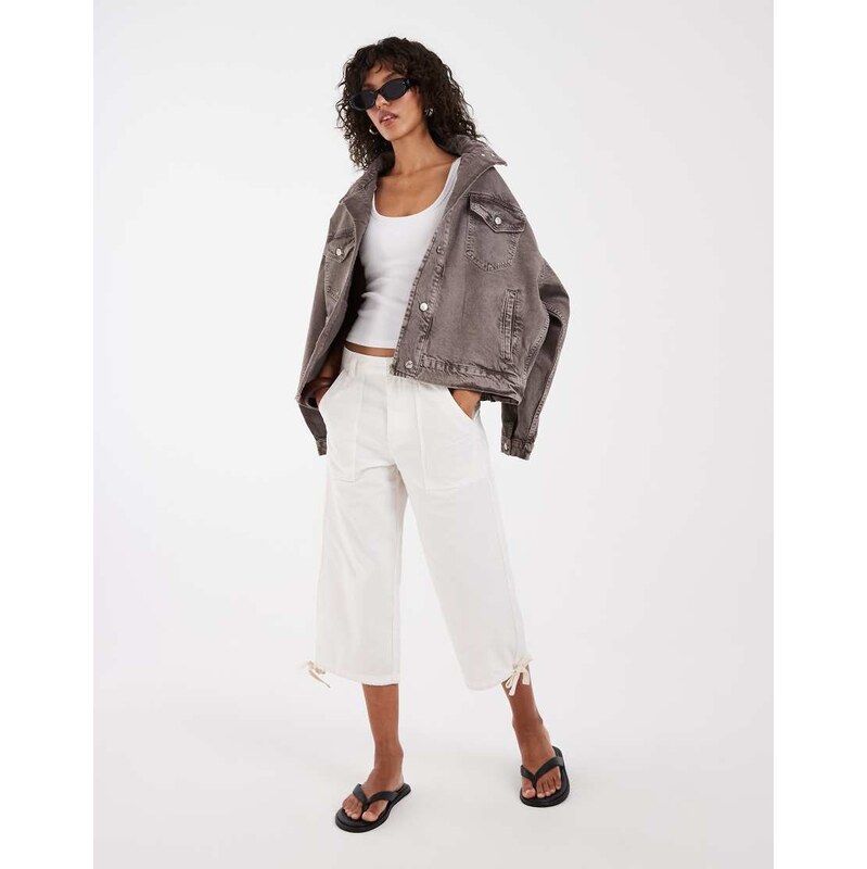 ASOS DESIGN cargo longer short with pocket and tie detail in