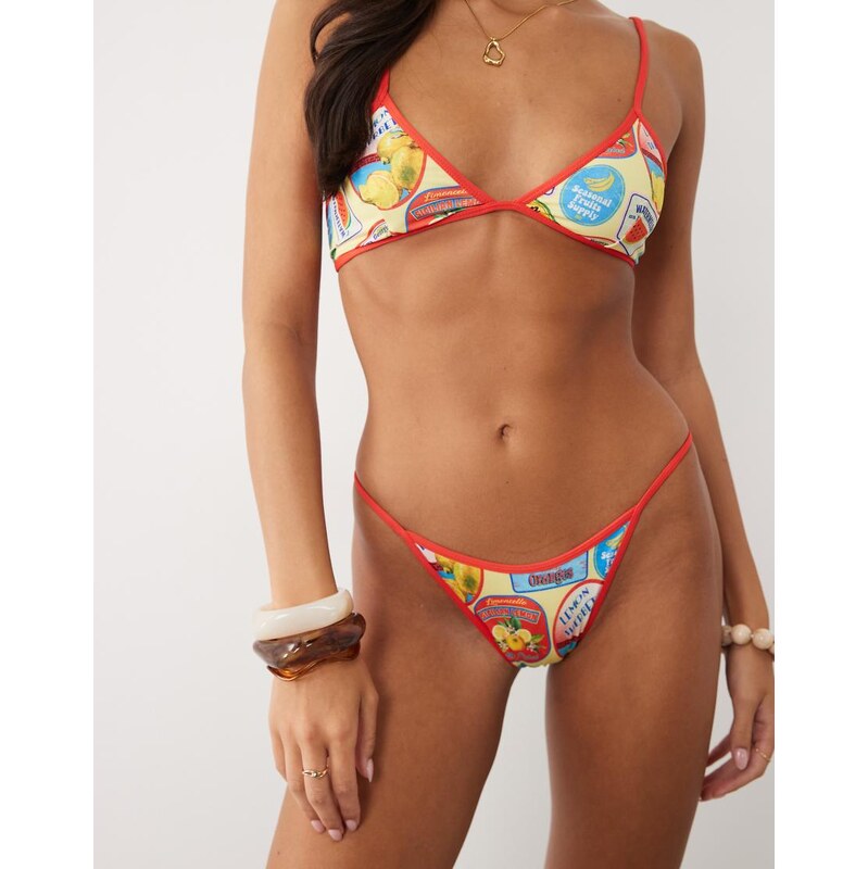 ASOS DESIGN Ruby tanga contrast binding bikini bottom in badge