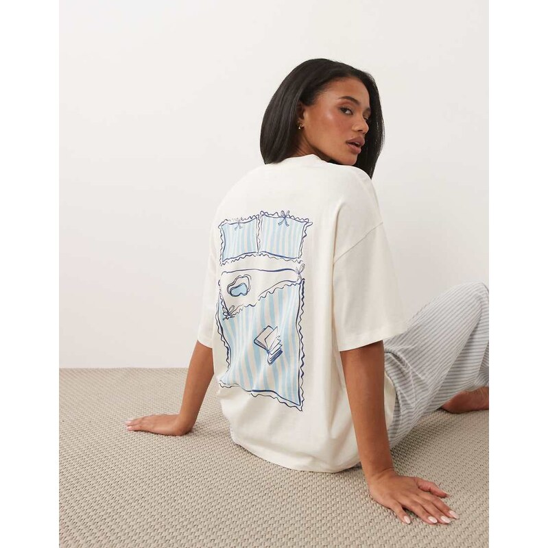 ASOS DESIGN breakfast in bed embroidered oversized short sleeve