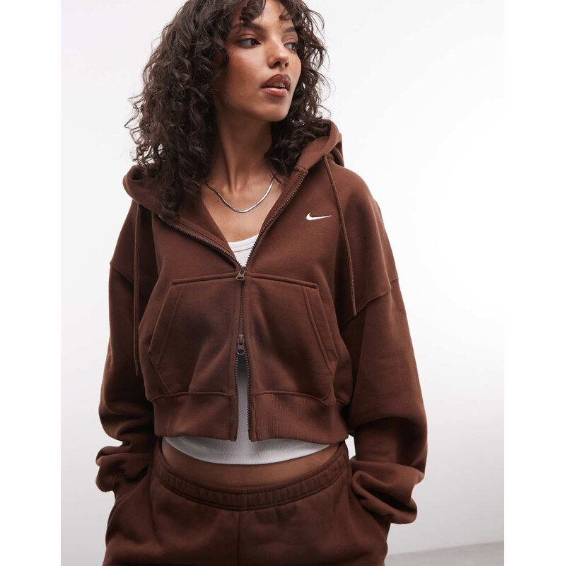 Nike Studio Fleece mid-weight oversized cropped zip through