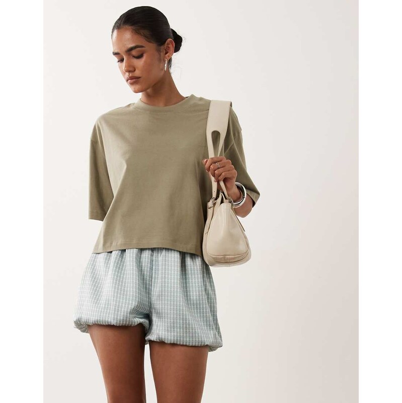 ASOS DESIGN boxy cropped t-shirt in khaki-Green