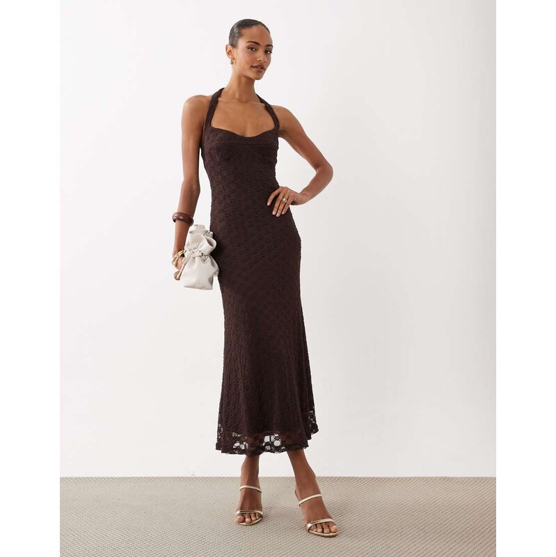 Bardot Mariko cotton blend halter neck floral embroidered lace