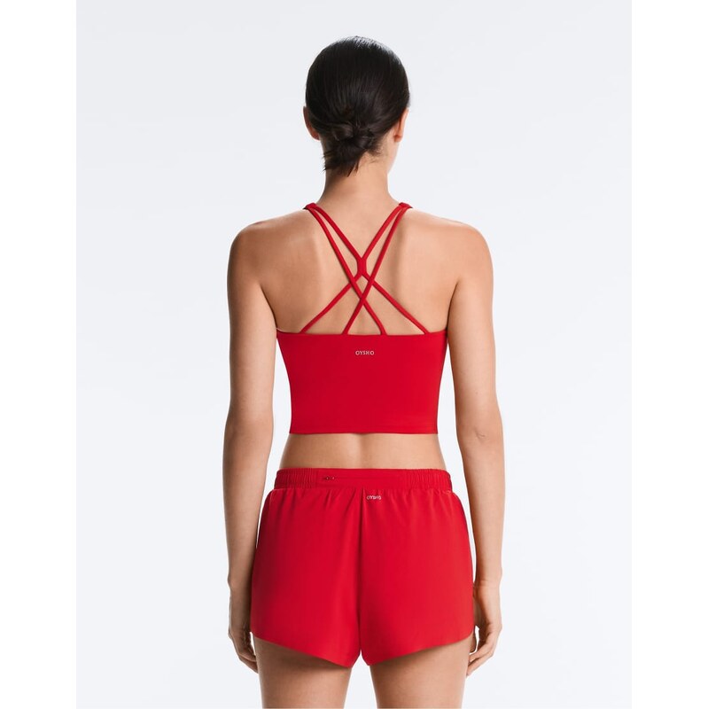 OYSHO Comfortlux strap tank top with cups in strong red