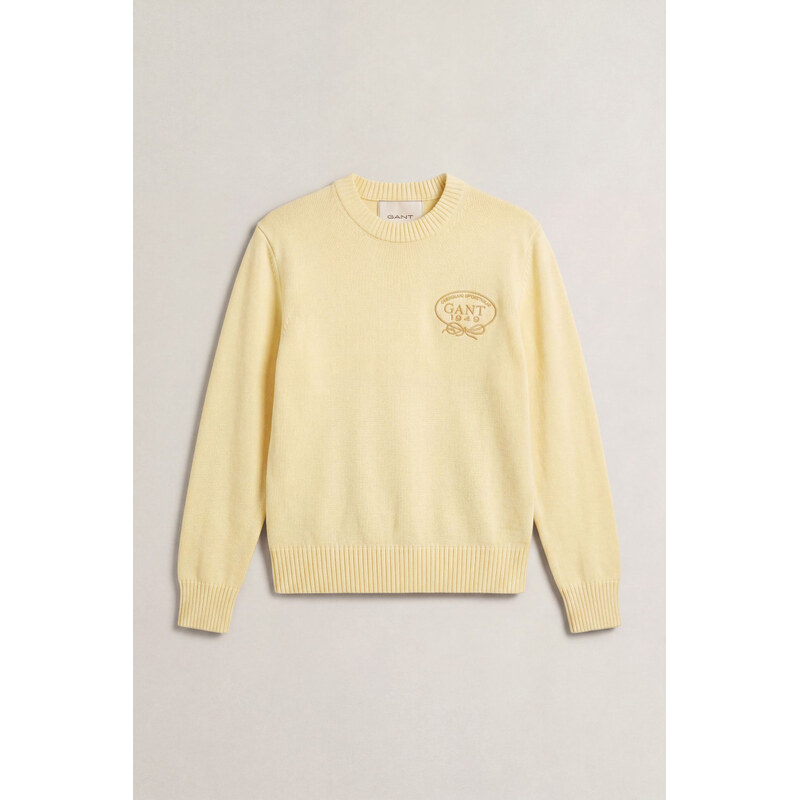 SVETR GANT GRAPHIC COTTON C-NECK VANILLA YELLOW