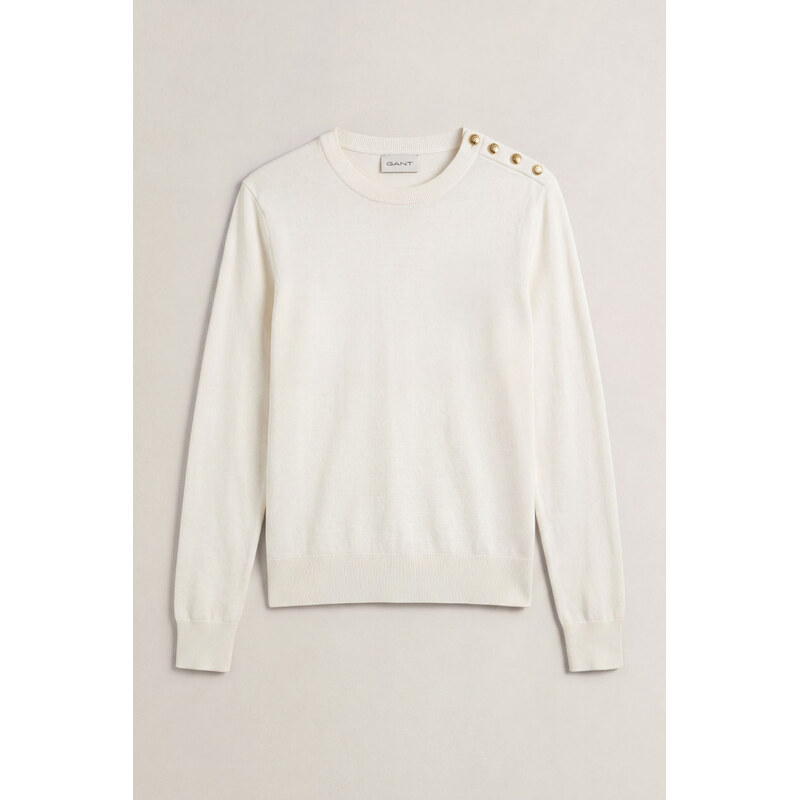 SVETR GANT TEXTURED COTTON C-NECK EGGSHELL
