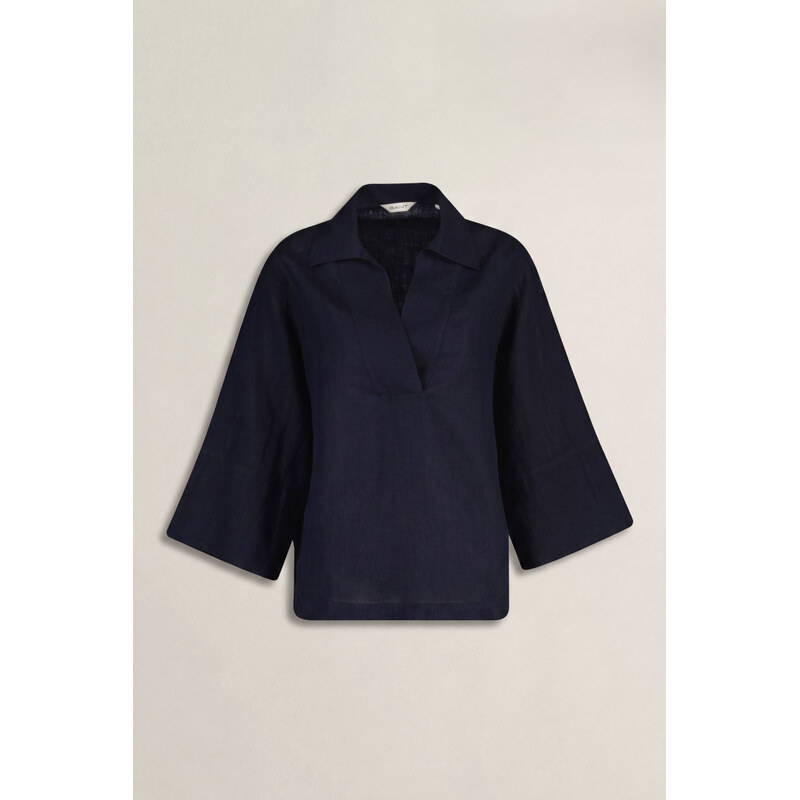 KOŠILE GANT REL LINEN POPOVER SHIRT BLACK
