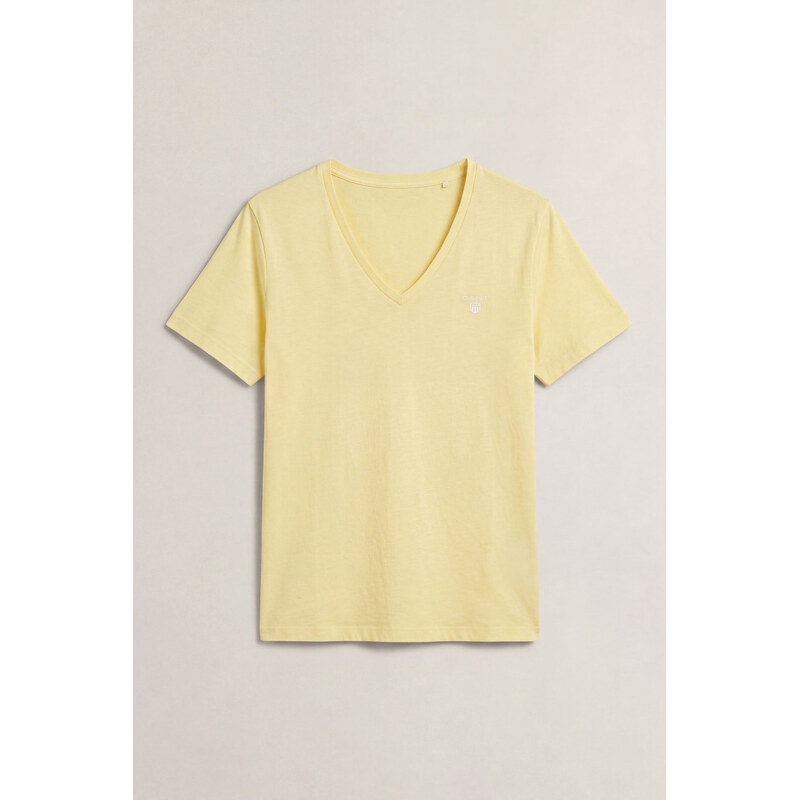 TRIČKO GANT REG WASHED SHIELD V-NECK T-SHIRT VANILLA YELLOW