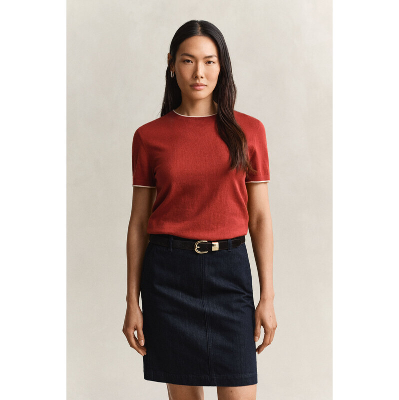 SVETR GANT SEASONAL CREW SS DEEP GRAPE WINE