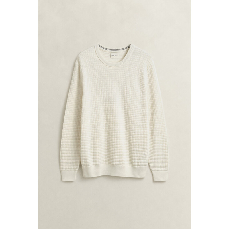 SVETR GANT COTTON TEXTURE C-NECK EGGSHELL