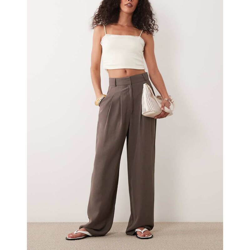 Miss Selfridge tailored wide leg trouser co-ord in mushroom