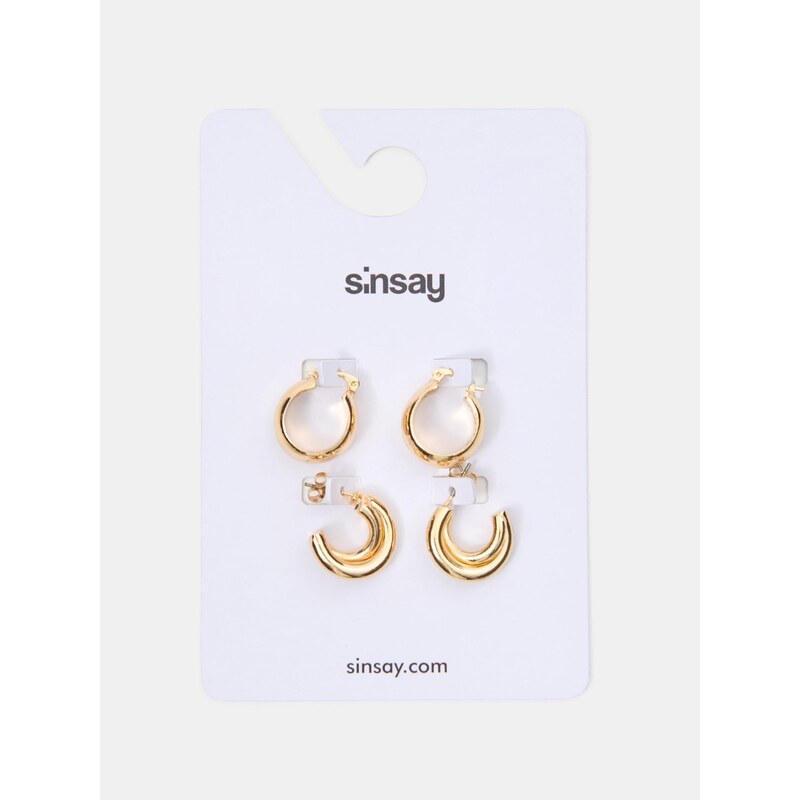 Sinsay - Sada kruhových náušnic 2 pack - zlatá