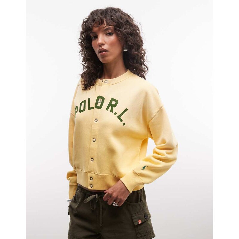 Polo Ralph Lauren RL button up sweatshirt in yellow