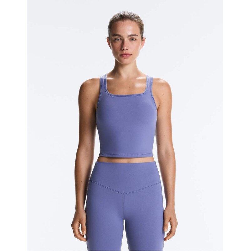 OYSHO Evermove square-neck tank top in blueberry