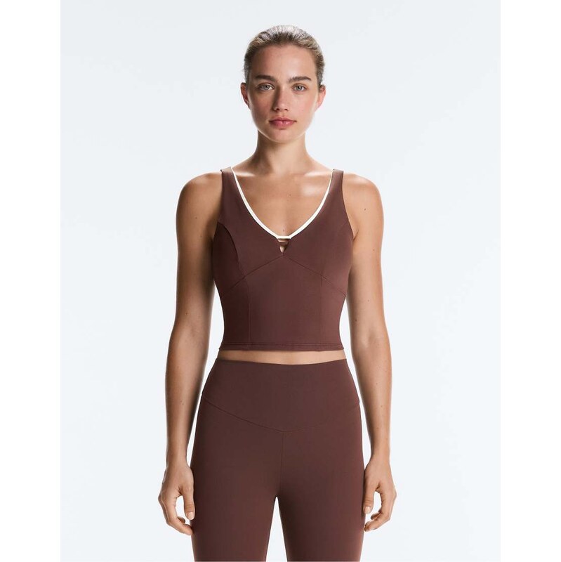 OYSHO Comfortlux v-neck tank top in brown