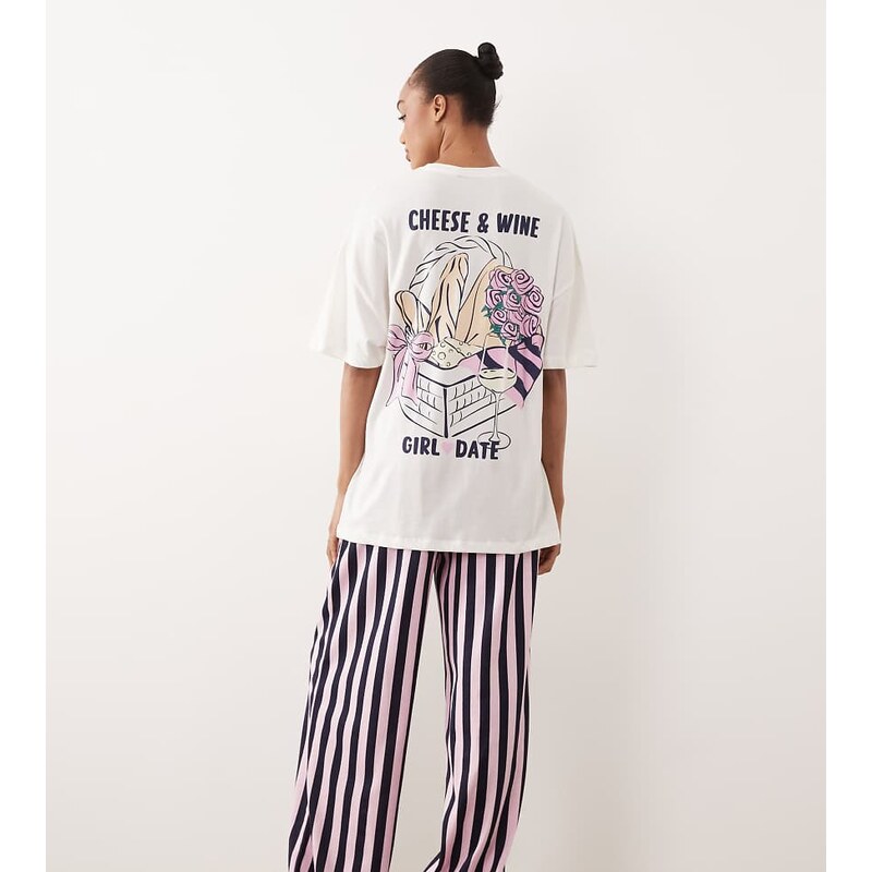 ASOS Tall ASOS DESIGN Tall cheese & wine graphic short sleeve