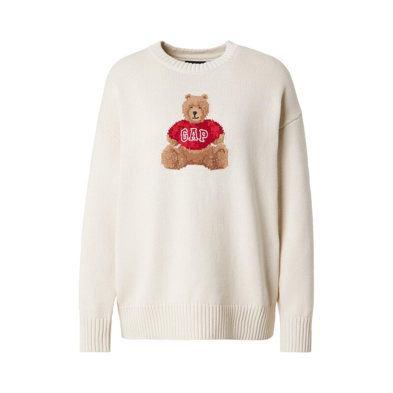 GAP Svetr béžová / cappuccino / světle hnědá / červená