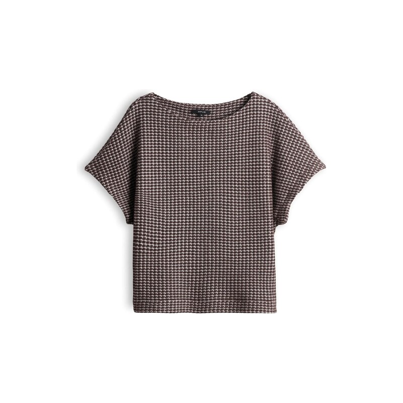 OPUS Tričko Gutina hnědá / offwhite
