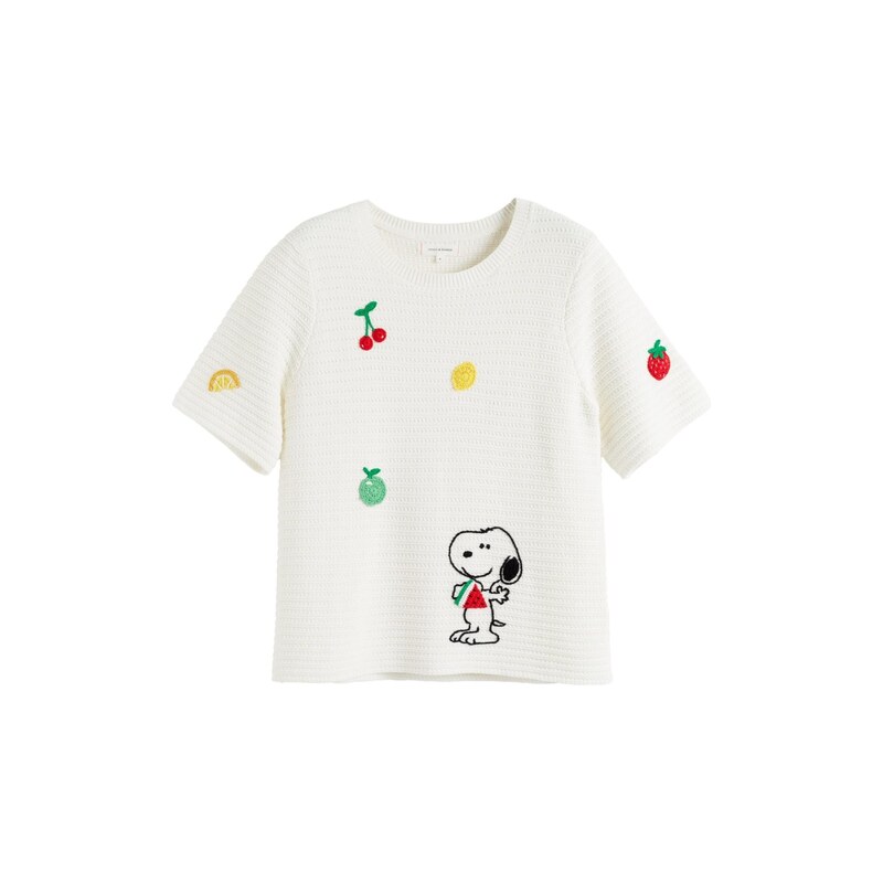 Chinti & Parker Svetr Snoopy krémová / zelená / červená / černá