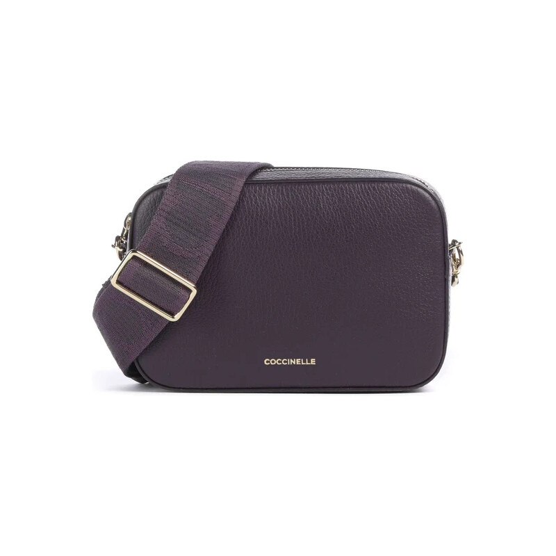Coccinelle kožená crossbody kabelka malá tmavě fialová
