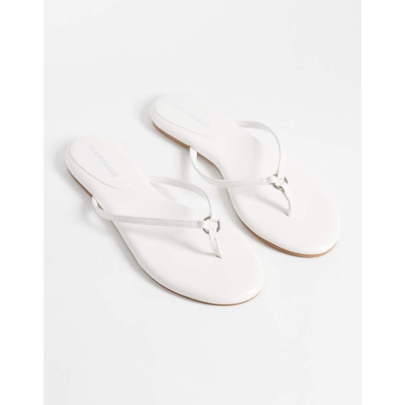 Glamorous flip flops in white