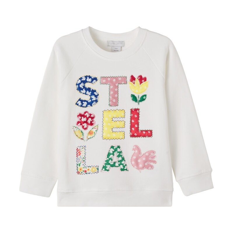 Stella McCartney Kids Patchwork logo cotton jersey sweatshirt