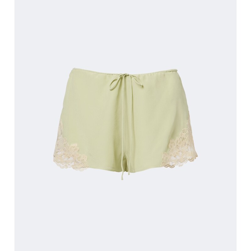 De La Vali Elia lace-trimmed crÃªpe de chine shorts