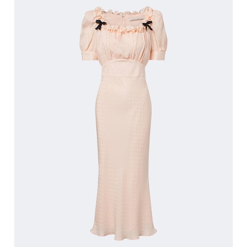 Alessandra Rich Bow-detail ruffled silk jacquard midi dress
