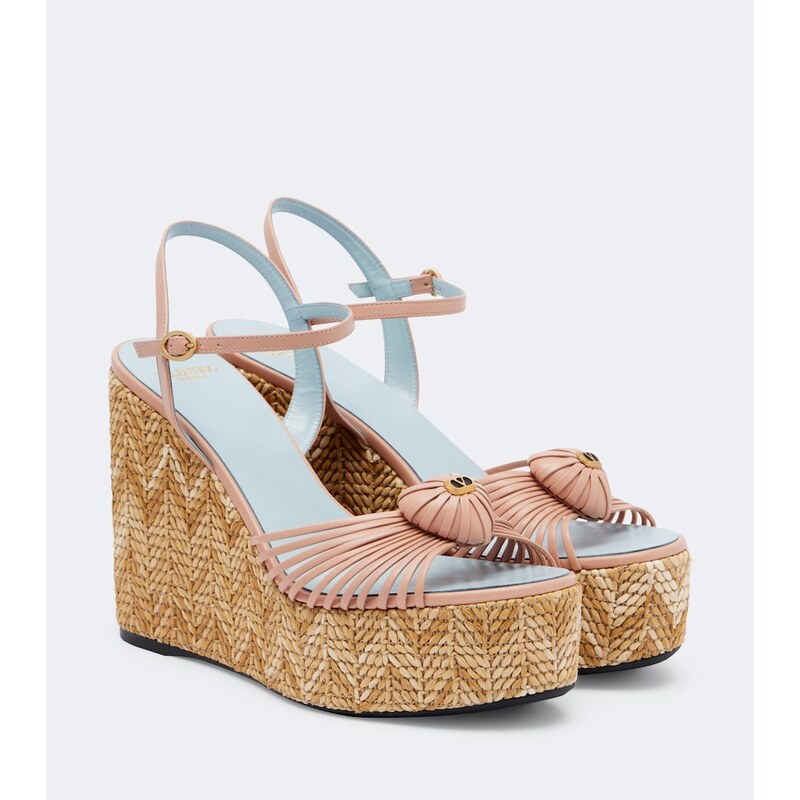 Valentino Garavani CÅur Royal leather espadrille wedges