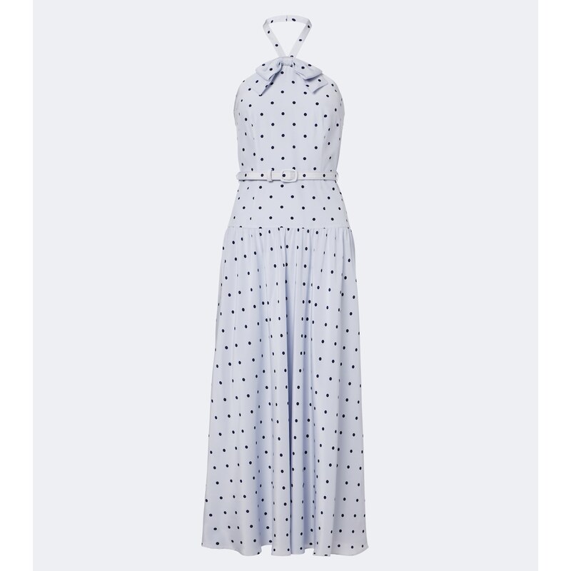 Alessandra Rich Belted polka-dot halterneck silk midi dress