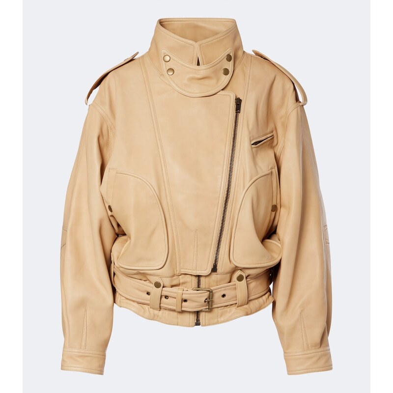 Isabel Marant Farza kožená bunda v beige odstínu